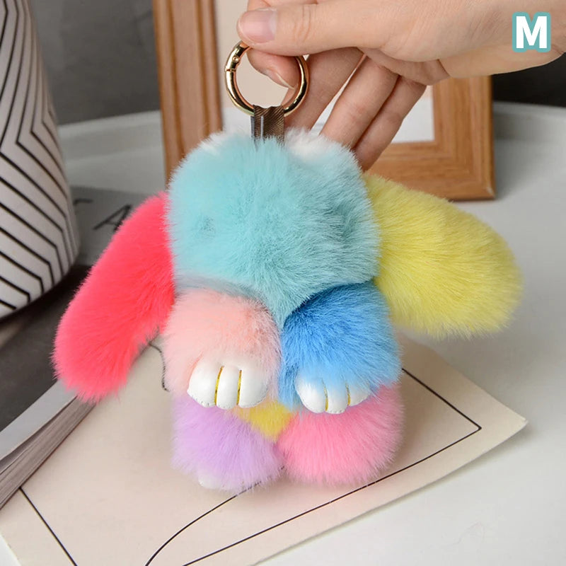 15cm Women's Rabbit Fur Keychain Bag Car Pendant Jewelry Decoration Fashionable Accessory for Bags And Gifts